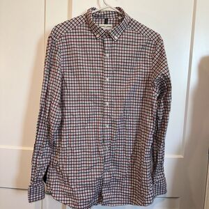 CROSBY HOWARD  Shirt Mens Large Gray Red Plaid Casual Stretch EUC